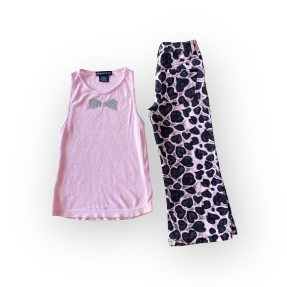 Flowers by Zoe ❤︎︎ Heart Leopard Print Stretch Pants ❤︎︎ Pink Black ❤︎︎ 3 3T ❤︎︎ - Picture 12 of 16